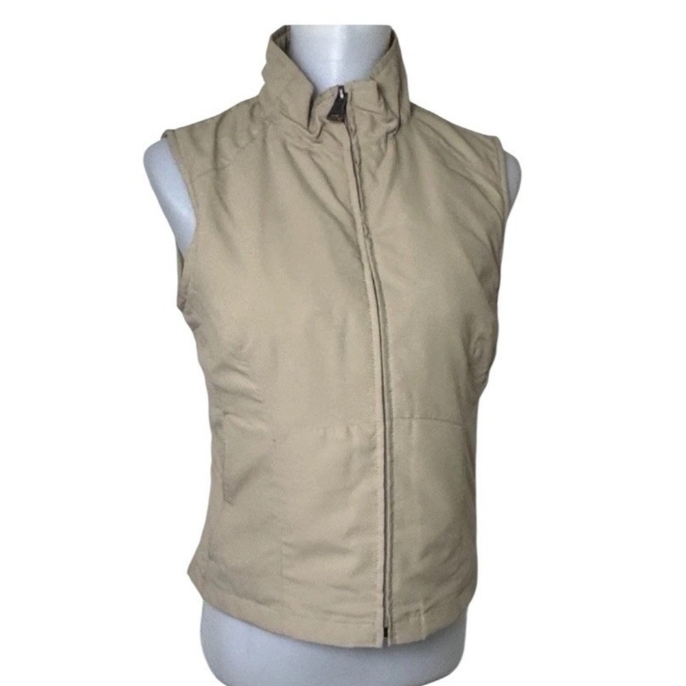 SCOTTeVEST Travel TEC Vest Pockets Utility Full Zip Womens Small Beige